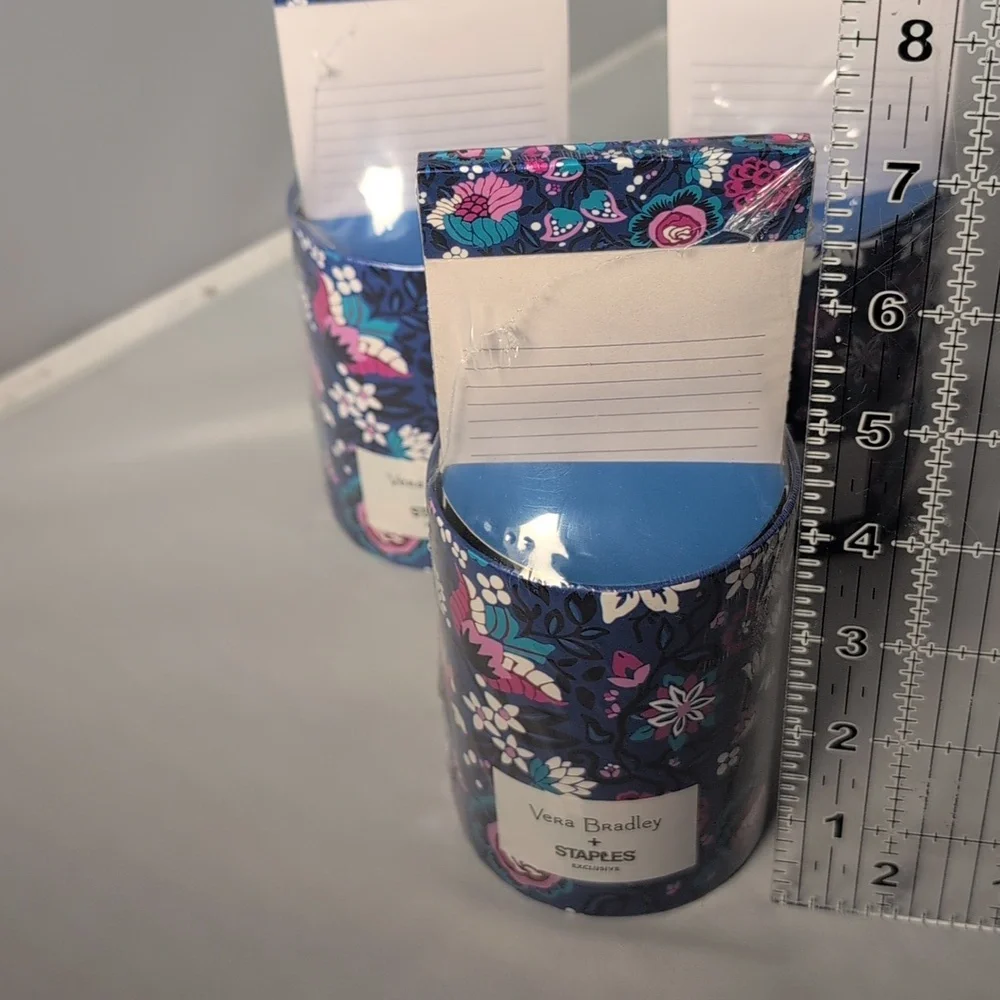 Vera Bradley X Staples Set of 3 Pen Cups & Magnetic Note Pad Sets in Bloom Berry